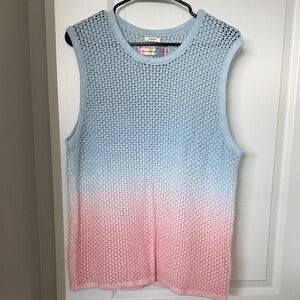 Ombre Blue and Pink Sleeveless Knit Top Abercrombie and Fitch